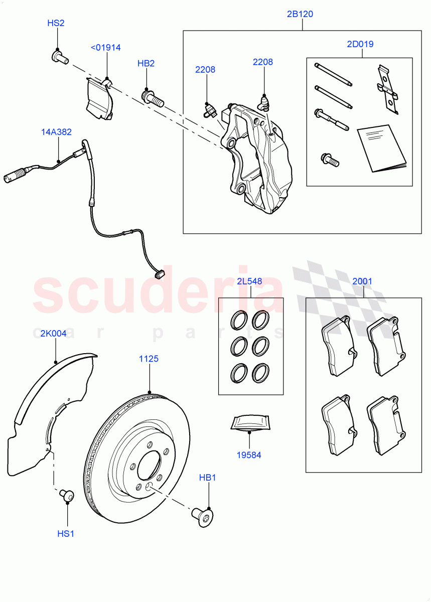 Front Brake Discs And Calipers (Front Disc And Caliper Size 20) ((V) FROMGA585033, (V) TOGA599999) of Land Rover Land Rover Range Rover Sport (2014+) [4.4 DOHC Diesel V8 DITC]