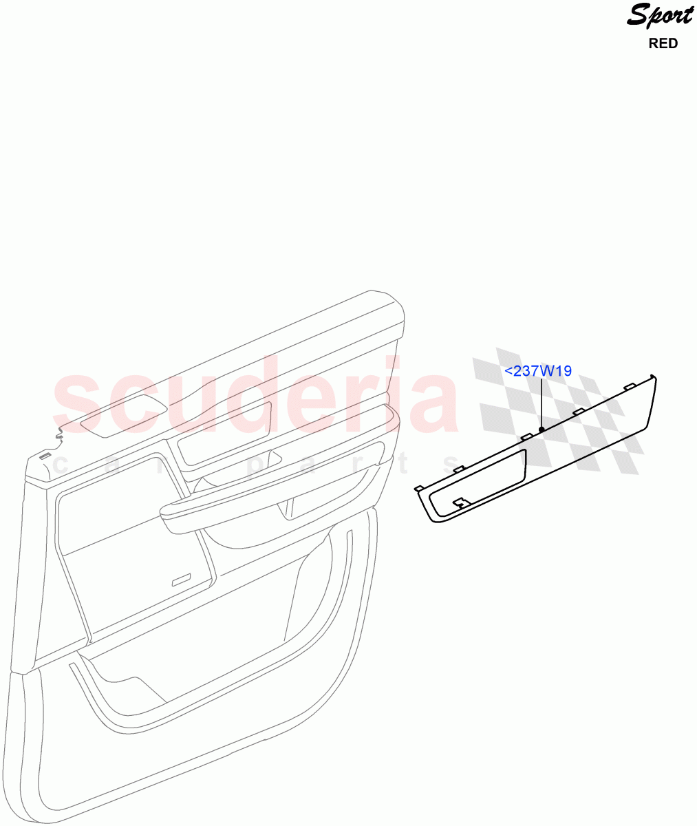 Front Door Trim Installation(Red Sport LE)((V)FROMDA000001) of Land Rover Land Rover Range Rover Sport (2010-2013) [5.0 OHC SGDI SC V8 Petrol]