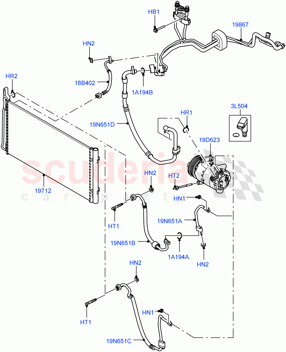 Air Conditioning Condensr/Compressr(Changsu (China),Electric Engine Battery-MHEV,Less Electric Engine Battery)((V)TOMG575834) of Land Rover Land Rover Range Rover Evoque (2019+) [2.0 Turbo Diesel]