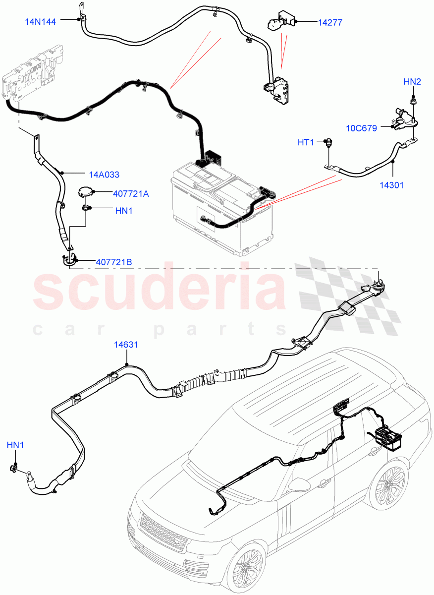 Battery Cables And Horn(Battery Cables)((V)FROMHA000001,(V)TOHA999999) of Land Rover Land Rover Range Rover (2012-2021) [2.0 Turbo Petrol AJ200P]