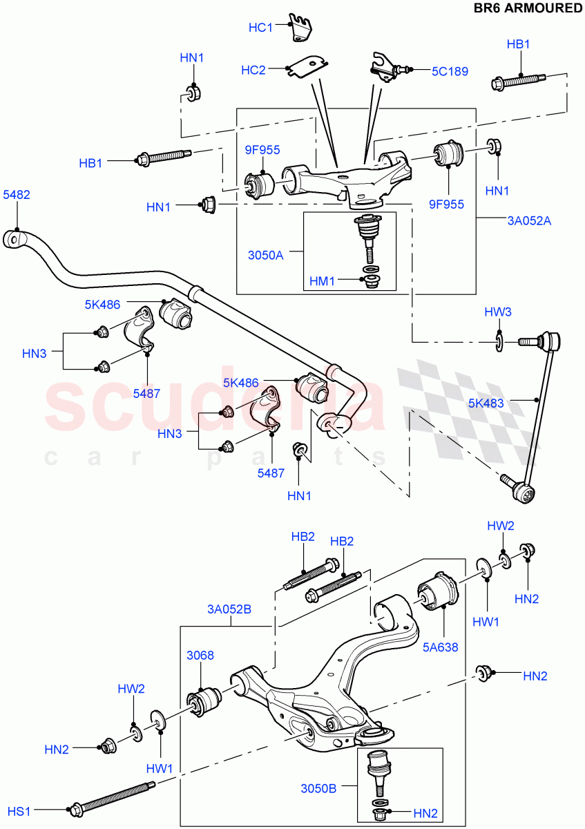 Front Susp.Arms/Stabilizer/X-Member(With B6 Level Armouring)((V)FROMAA000001) of Land Rover Land Rover Discovery 4 (2010-2016) [5.0 OHC SGDI NA V8 Petrol]