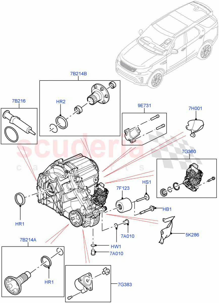 Transfer Drive Components (Nitra Plant Build) (With 2 Spd Trans Case With Ctl Trac) ((V) FROMK2000001, (V) TOL2999999) of Land Rover Land Rover Discovery 5 (2017+) [3.0 I6 Turbo Petrol AJ20P6]