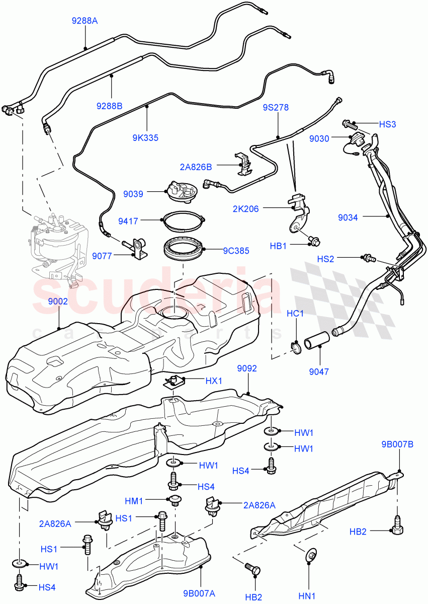 Fuel Tank & Related Parts (Lion Diesel 2.7 V6 (140KW)) ((V) FROMAA000001) of Land Rover Land Rover Discovery 4 (2010-2016) [2.7 Diesel V6]