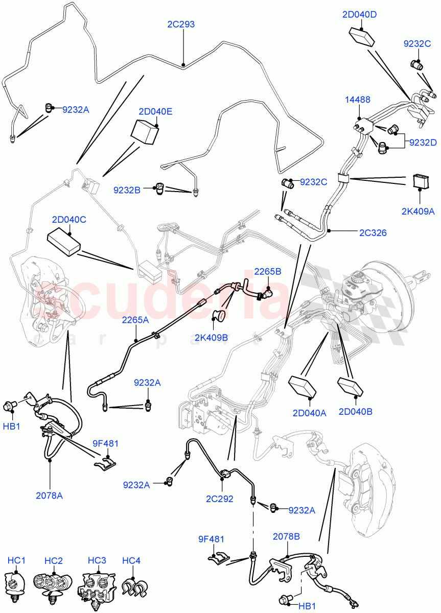 Front Brake Pipes(3.0 V6 Diesel Electric Hybrid Eng,8 Speed Auto Trans ZF 8HP70 HEV 4WD,LHD,3.0 V6 D Gen2 Twin Turbo)((V)FROMFA000001) of Land Rover Land Rover Range Rover (2012-2021) [5.0 OHC SGDI SC V8 Petrol]