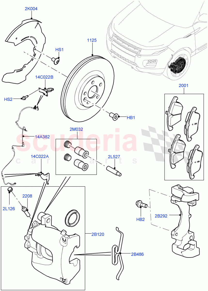 Front Brake Discs And Calipers (Itatiaia (Brazil), Front Disc And Caliper Size 17) ((V) FROMGT000001) of Land Rover Land Rover Range Rover Evoque (2012-2018) [2.2 Single Turbo Diesel]