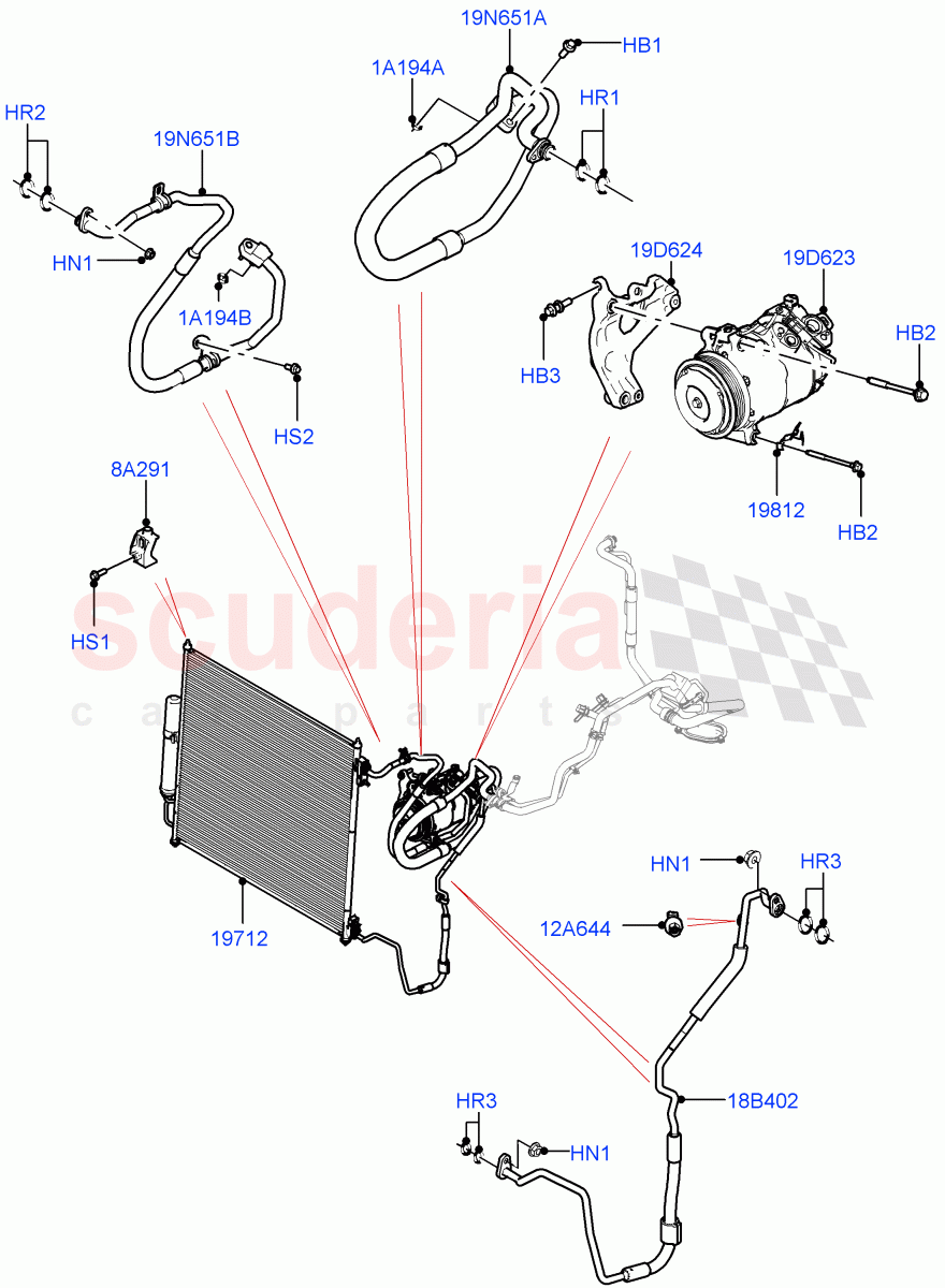 Air Conditioning Condensr/Compressr (Nitra Plant Build, Front) (3.0L AJ20P6 Petrol High) ((V) FROMM2000001) of Land Rover Land Rover Discovery 5 (2017+) [3.0 I6 Turbo Diesel AJ20D6]