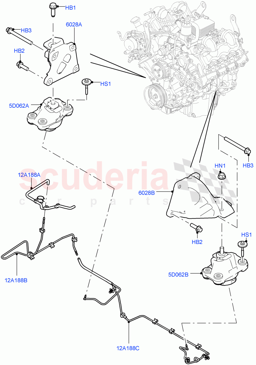 Engine Mounting(4.4L DOHC DITC V8 Diesel) of Land Rover Land Rover Range Rover (2012-2021) [4.4 DOHC Diesel V8 DITC]