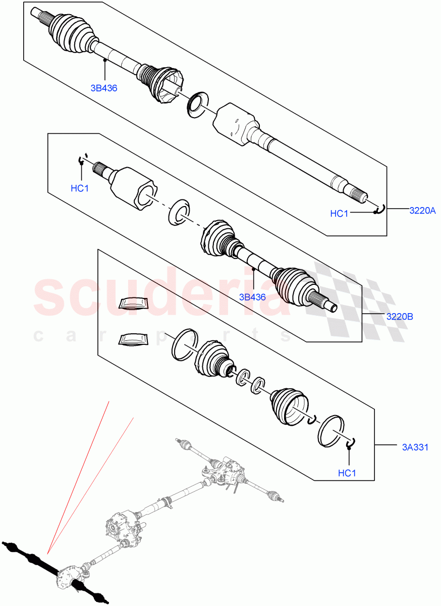 Drive Shaft - Front Axle Drive (Solihull Plant Build, Driveshaft) ((V) FROMHA000001) of Land Rover Land Rover Discovery 5 (2017+) [3.0 Diesel 24V DOHC TC]