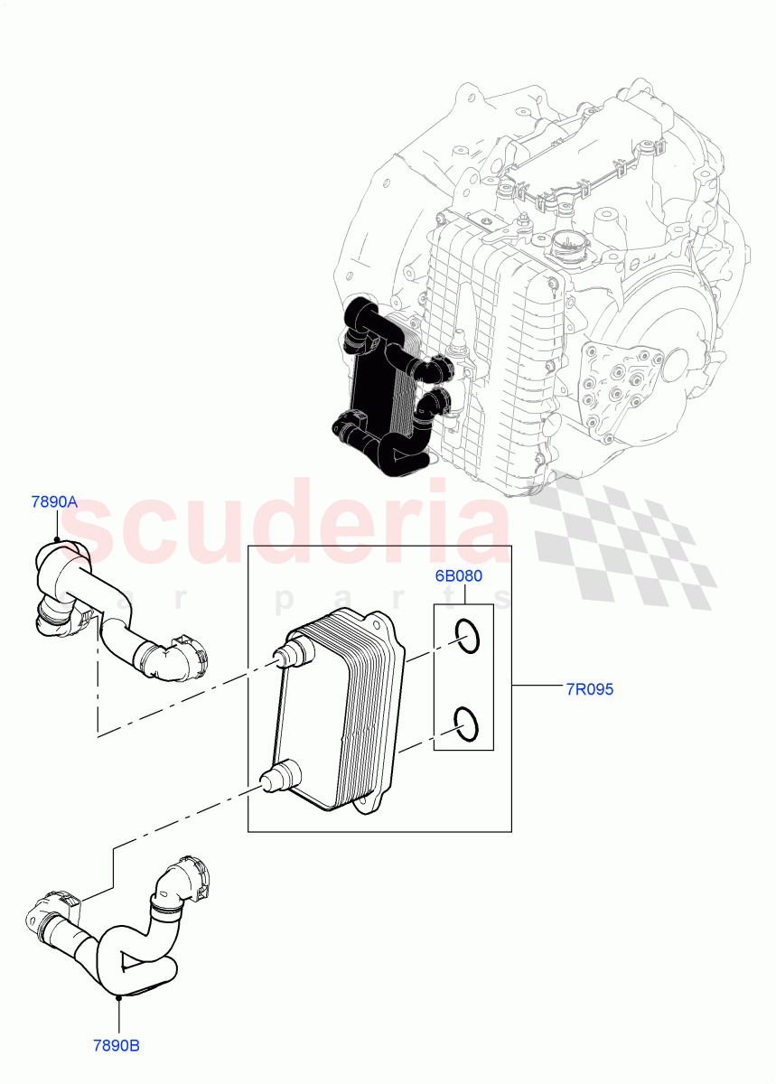 Transmission Cooling Systems (2.0L I4 Mid DOHC AJ200 Petrol, 9 Speed Auto AWD, Active Tranmission Warming, 2.0L I4 High DOHC AJ200 Petrol) ((V) FROMJH000001) of Land Rover Land Rover Range Rover Evoque (2012-2018) [2.0 Turbo Petrol AJ200P]