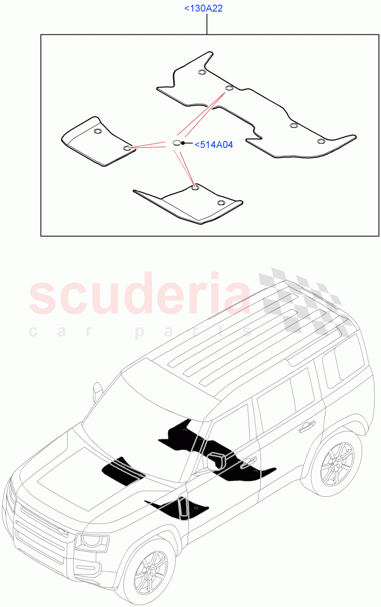 Floor Trim(Floor Mats)(Standard Wheelbase,Front Floor Carpet Mats) of Land Rover Land Rover Defender (2020+) [2.0 Turbo Petrol AJ200P]