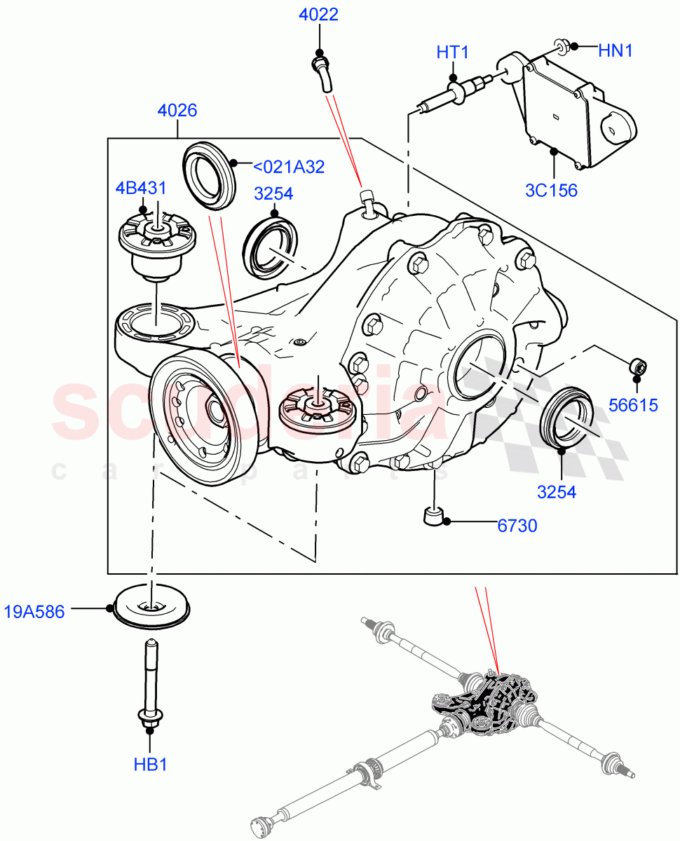 Rear Axle(3.0L AJ20P6 Petrol High,Rear Axle Open Diff w/TVBB,3.0L AJ20D6 Diesel High,2.0L AJ200P Hi PHEV)((V)FROMMA000001) of Land Rover Land Rover Range Rover Velar (2017+) [3.0 I6 Turbo Petrol AJ20P6]