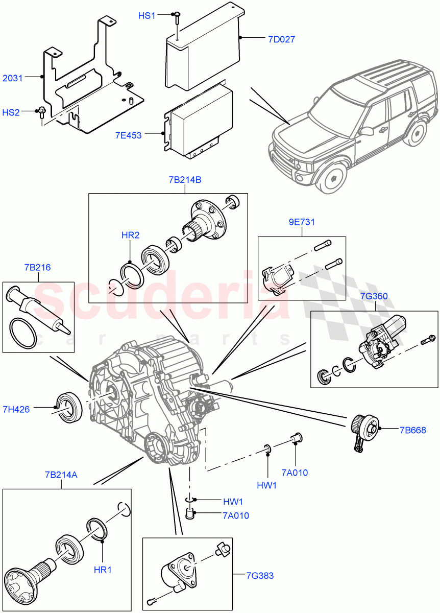 Transfer Drive Components (8 Speed Auto Trans ZF 8HP70 4WD, With 2 Spd Trans Case With Ctl Trac) ((V) FROMEA000001) of Land Rover Land Rover Discovery 4 (2010-2016) [5.0 OHC SGDI NA V8 Petrol]