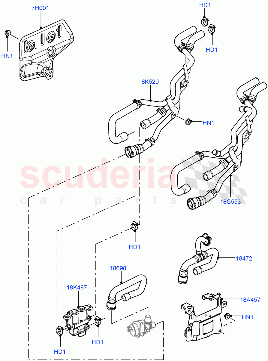 Heater Hoses (Heater Water Control, Front) ((V) FROMBA000001) of Land Rover Land Rover Range Rover (2010-2012) [3.6 V8 32V DOHC EFI Diesel]