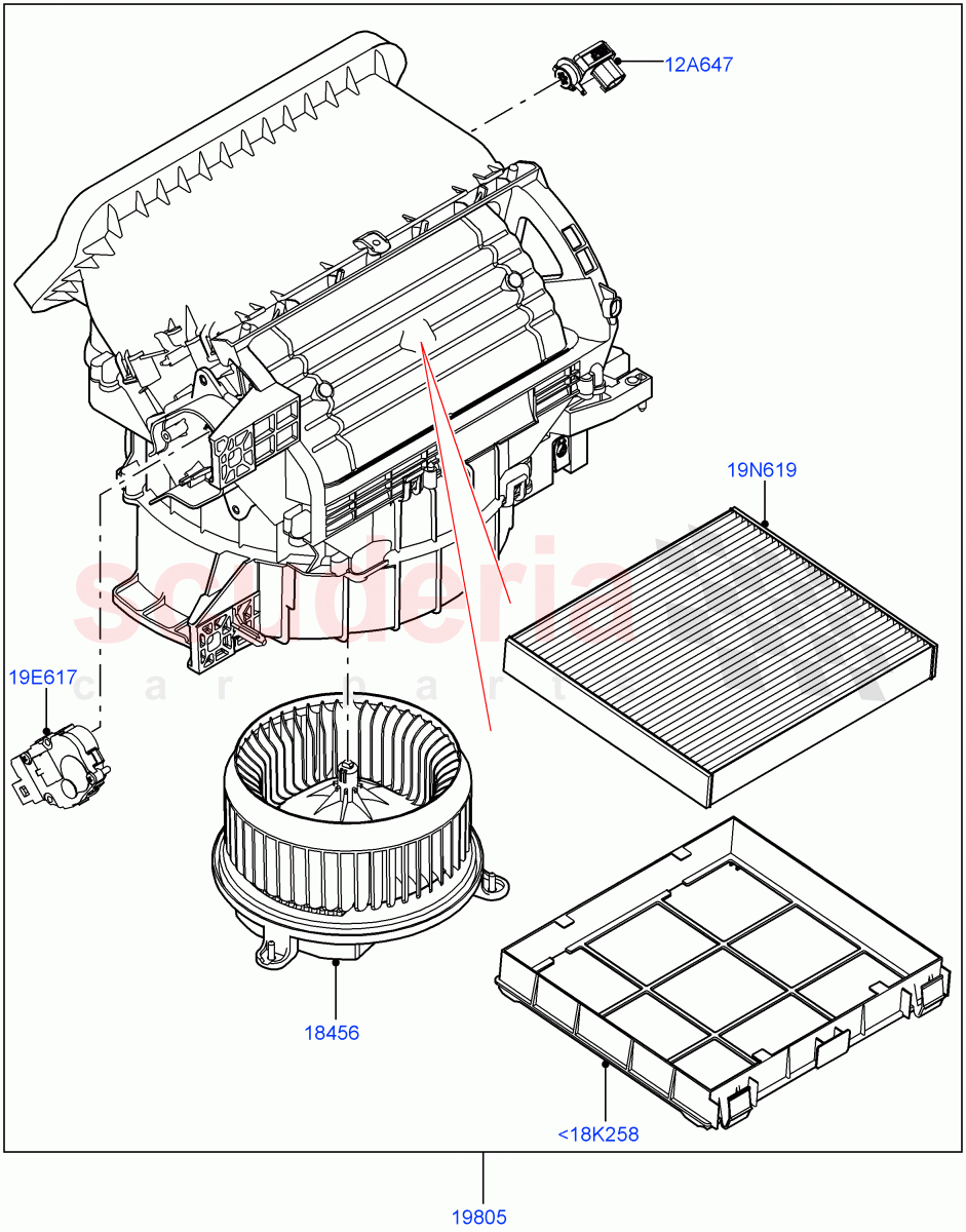 Heater/Air Con Blower And Compnts (Nitra Plant Build) ((V) FROMK2000001, (V) TOL2426462) of Land Rover Land Rover Discovery 5 (2017+) [2.0 Turbo Diesel]