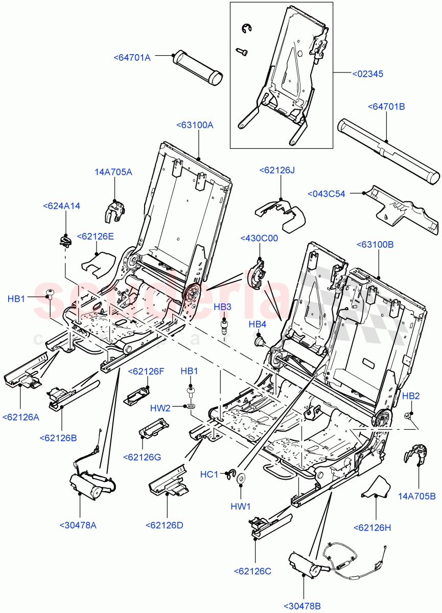 Rear Seat Base(Halewood (UK),60/40 Load Through With Slide)((V)TOKH999999) of Land Rover Land Rover Discovery Sport (2015+) [2.0 Turbo Petrol GTDI]