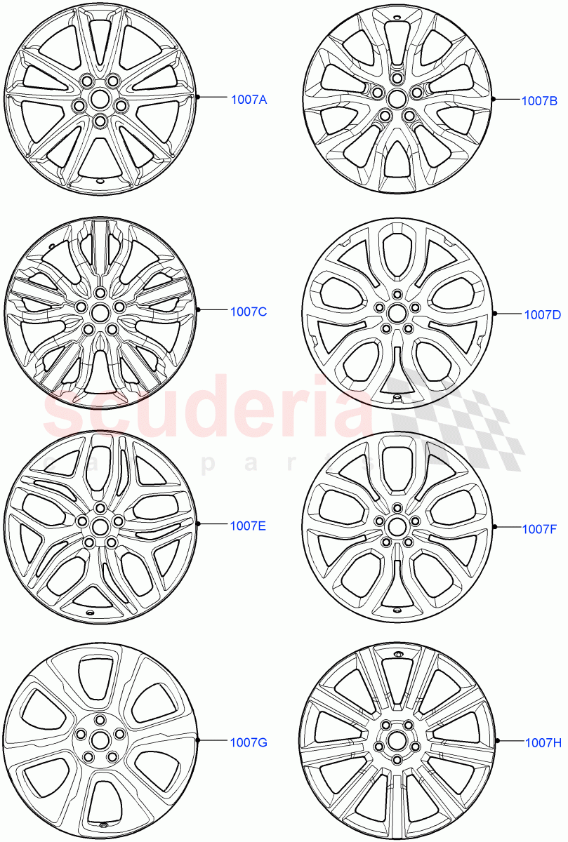 Wheels(Version - Core,Non SVR) of Land Rover Land Rover Range Rover Sport (2014+) [3.0 I6 Turbo Diesel AJ20D6]