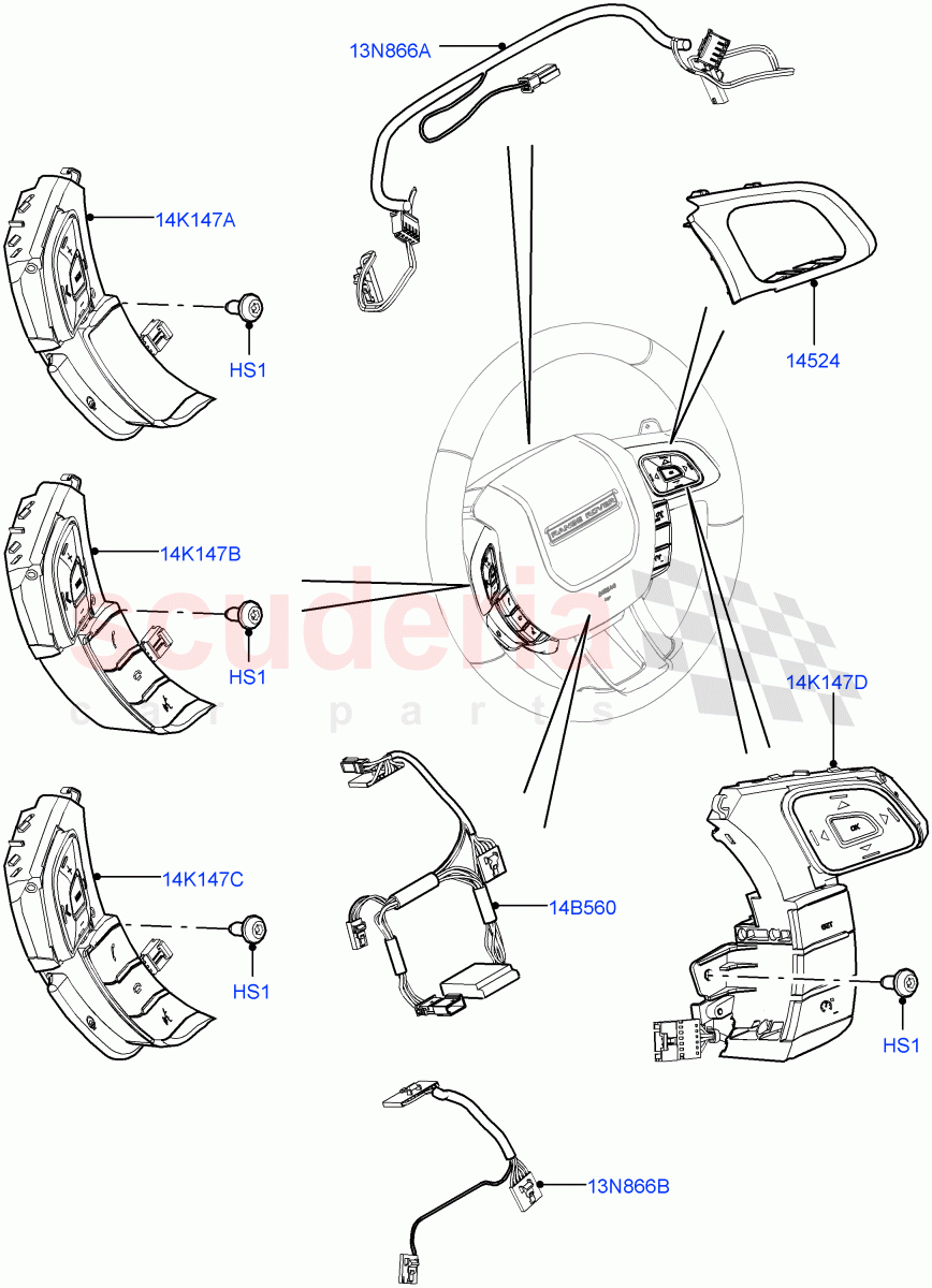 Switches(Steering Wheel)(Changsu (China))((V)FROMEG000001) of Land Rover Land Rover Range Rover Evoque (2012-2018) [2.0 Turbo Petrol AJ200P]