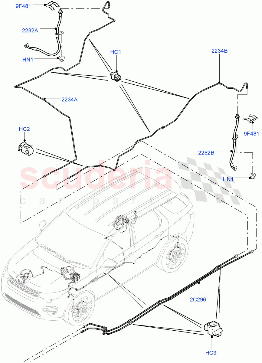 Rear Brake Pipes (Changsu (China)) ((V) FROMFG000001, (V) TOKG446856) of Land Rover Land Rover Discovery Sport (2015+) [1.5 I3 Turbo Petrol AJ20P3]