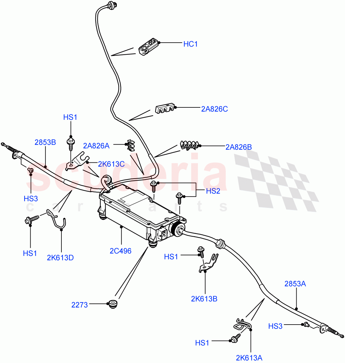 Parking Brake(Electric Parking Brake Actuator And Cables)((V)FROMAA000001) of Land Rover Land Rover Range Rover (2010-2012) [5.0 OHC SGDI NA V8 Petrol]