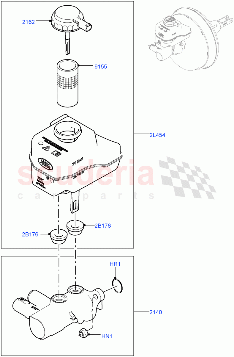 Master Cylinder - Brake System (Solihull Plant Build) ((V) FROMHA000001) of Land Rover Land Rover Discovery 5 (2017+) [3.0 DOHC GDI SC V6 Petrol]