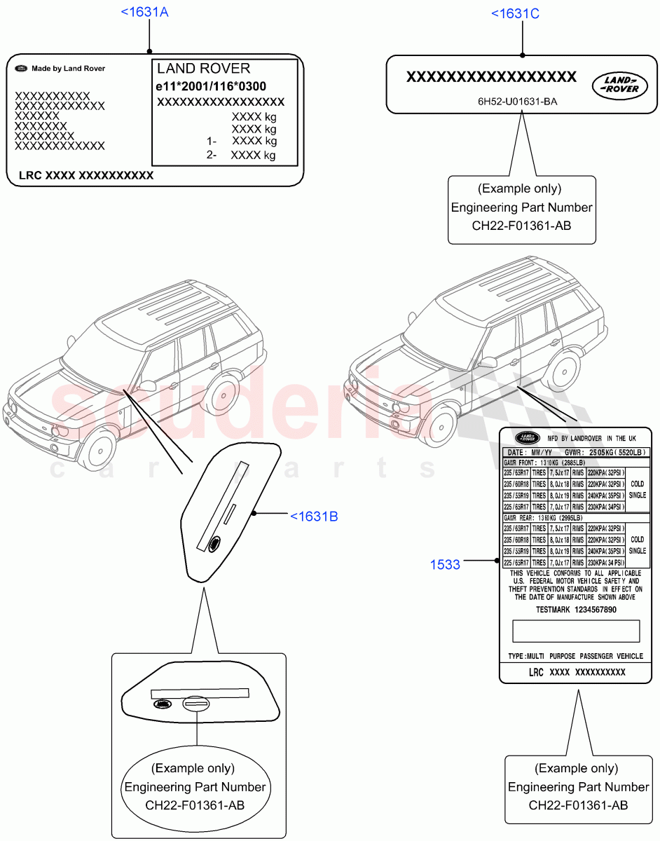 Labels(VIN Labels)(Requires VIN To Order)((V)FROMAA000001) of Land Rover Land Rover Range Rover (2010-2012) [5.0 OHC SGDI SC V8 Petrol]