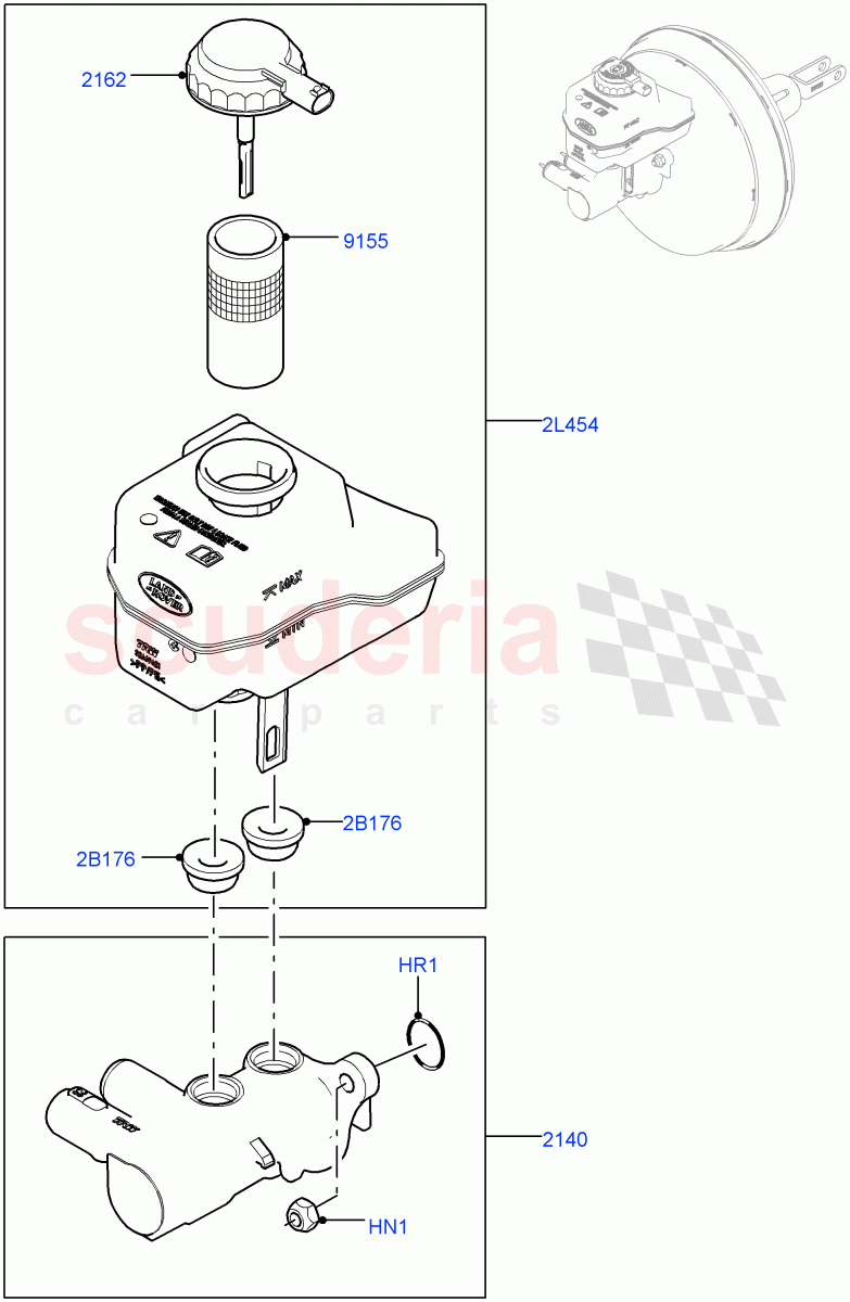 Master Cylinder - Brake System(2.0L 16V TIVCT T/C 240PS Petrol,3.0L DOHC GDI SC V6 PETROL,5.0L OHC SGDI SC V8 Petrol - AJ133,2.0L I4 High DOHC AJ200 Petrol,5.0 Petrol AJ133 DOHC CDA,5.0L P AJ133 DOHC CDA S/C Enhanced,With Diesel Engines,3.0L AJ20P6 Petrol High) of Land Rover Land Rover Range Rover Sport (2014+) [2.0 Turbo Petrol GTDI]