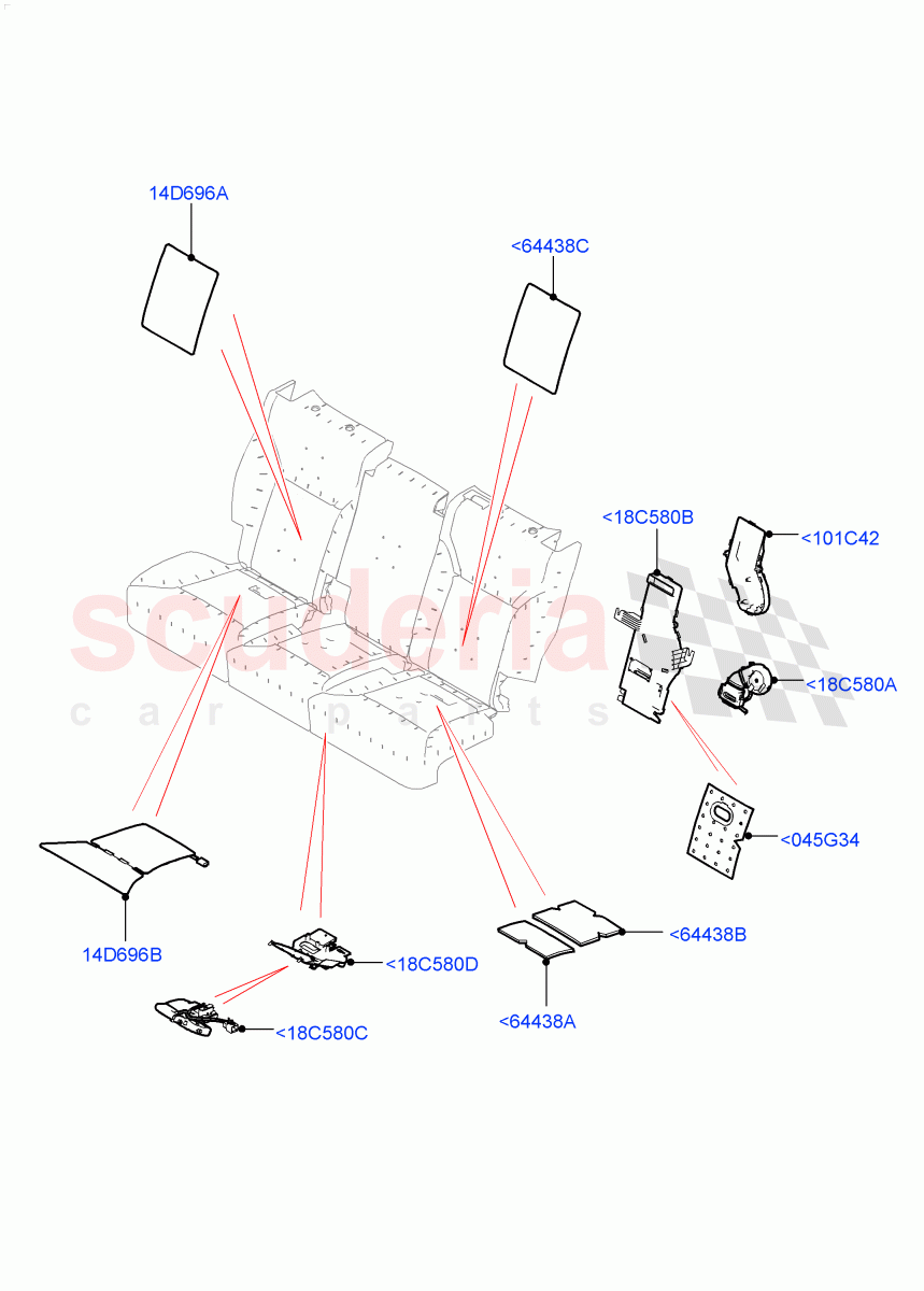 Rear Seat Pads/Valances & Heating(Solihull Plant Build, Heating)(Version - Core,60/40 Load Through With Slide)((V)FROMHA000001) of Land Rover Land Rover Discovery 5 (2017+) [3.0 I6 Turbo Petrol AJ20P6]