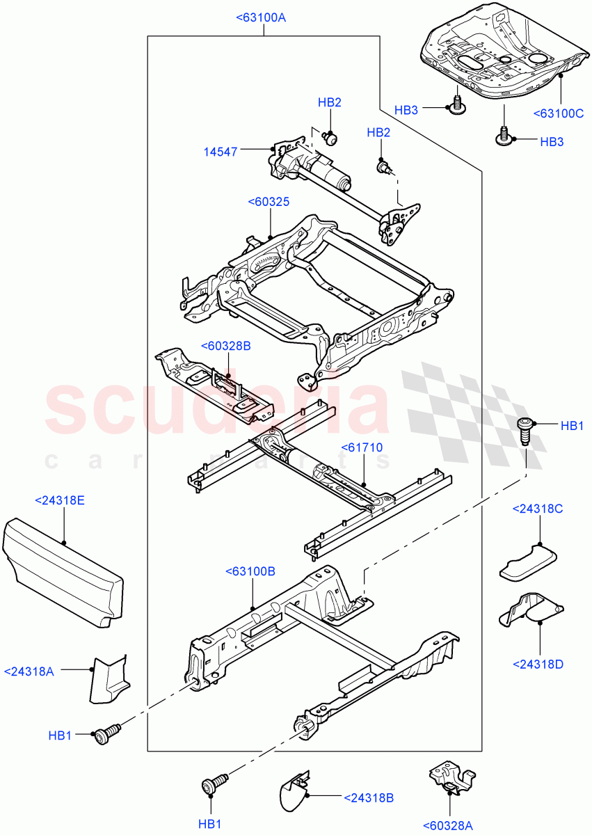 Front Seat Base(Electric Front Seat Adj Non Memory)((V)TO9A999999) of Land Rover Land Rover Range Rover Sport (2005-2009) [3.6 V8 32V DOHC EFI Diesel]