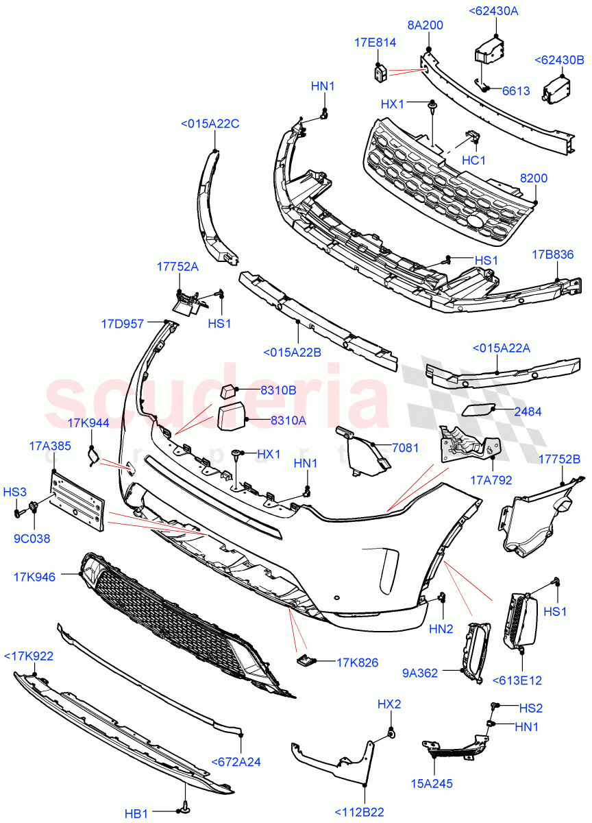 Radiator Grille And Front Bumper(Halewood (UK),Front Bumper - Sport - Body Colour)((V)FROMLH000001) of Land Rover Land Rover Discovery Sport (2015+) [2.0 Turbo Petrol GTDI]