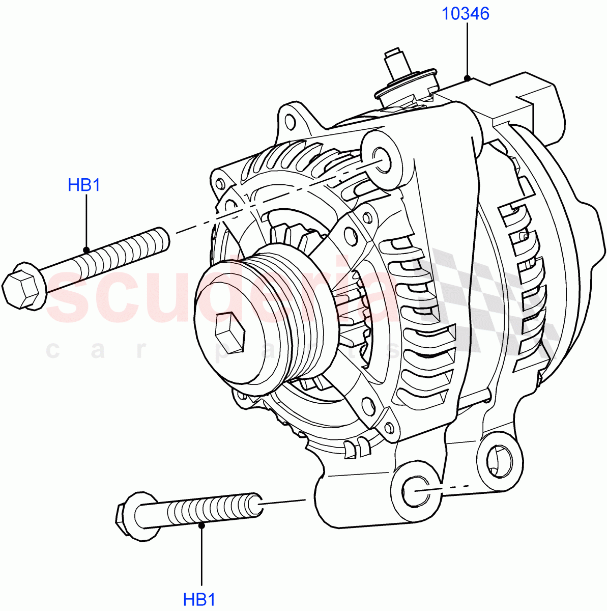 Alternator And Mountings (5.0L OHC SGDI SC V8 Petrol - AJ133, 5.0L OHC SGDI NA V8 Petrol - AJ133) ((V) FROMAA000001) of Land Rover Land Rover Range Rover Sport (2010-2013) [5.0 OHC SGDI NA V8 Petrol]