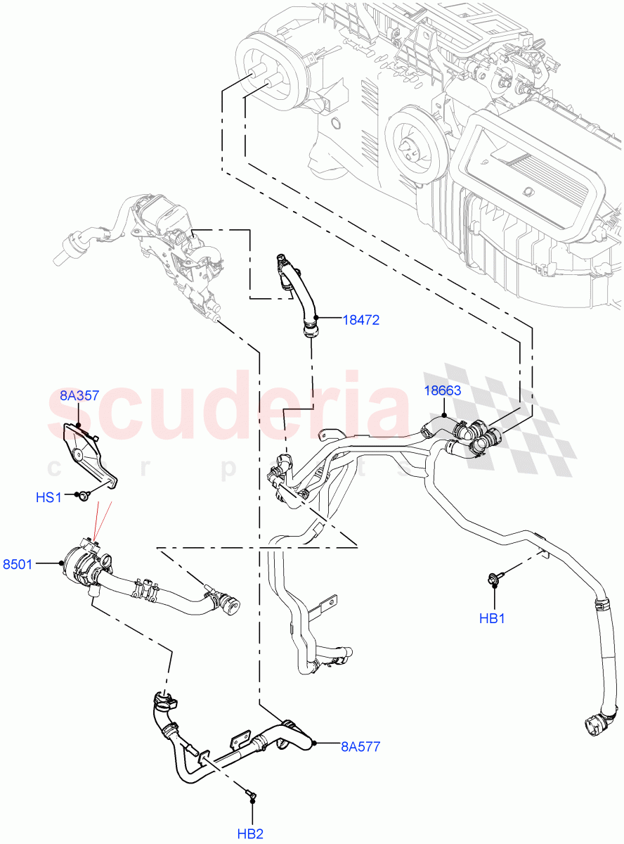 Heater Hoses(3.0L AJ20D6 Diesel High,Fuel Heater W/Pk Heat With Remote,Premium Air Conditioning-Front/Rear,Fuel Fired Heater With Park Heat)((V)FROMP2000001) of Land Rover Land Rover Defender (2020+) [3.0 I6 Turbo Diesel AJ20D6]