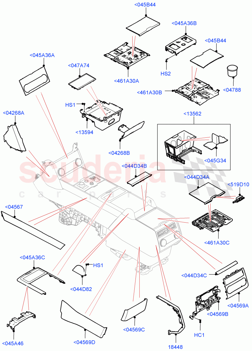 Console - Floor(External Components)(Long Wheelbase,Less 3rd Row Rear Seat) of Land Rover Land Rover Range Rover (2022+) [3.0 I6 Turbo Petrol AJ20P6]