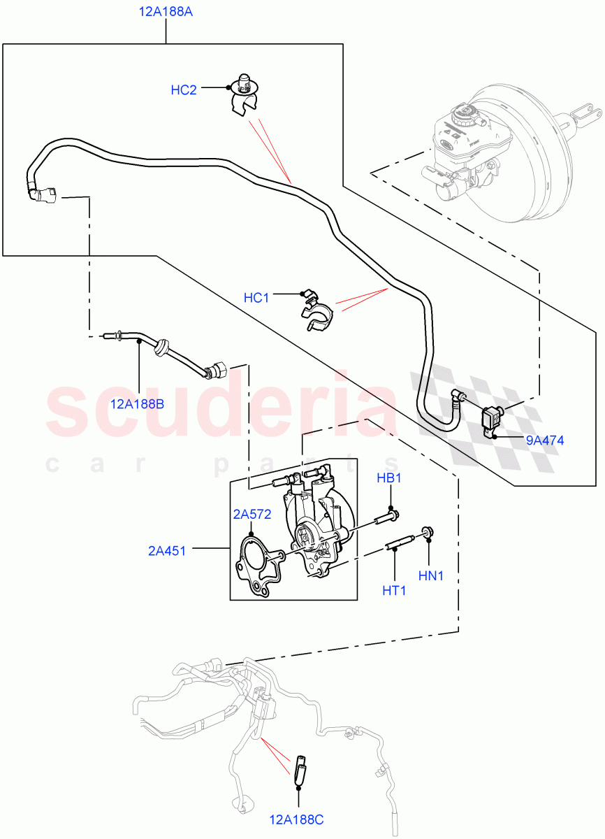 Vacuum Control And Air Injection (Vacuum Pump And Hoses, Solihull Plant Build) (3.0 V6 Diesel, 8 Speed Auto Trans ZF 8HP70 4WD, LHD) ((V) FROMHA000001) of Land Rover Land Rover Discovery 5 (2017+) [3.0 Diesel 24V DOHC TC]
