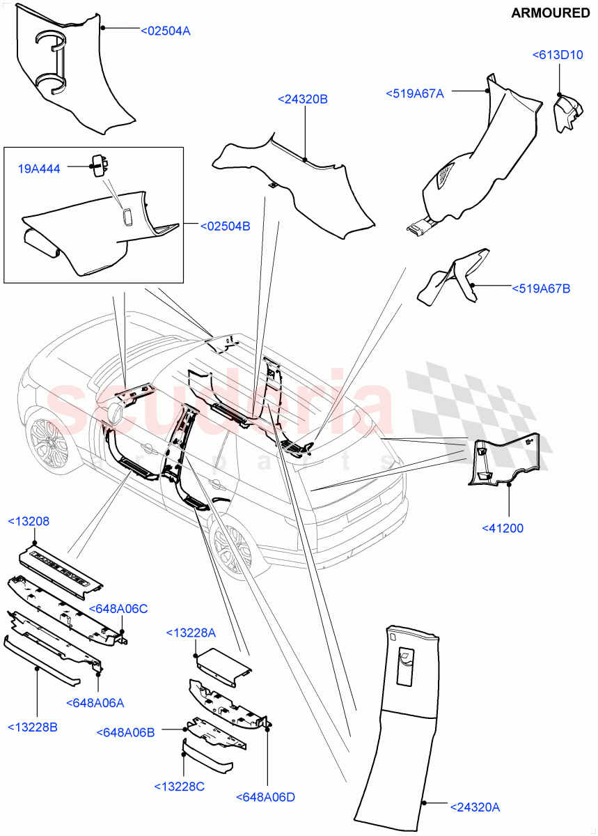 Side Trim(Armoured)((V)FROMEA000001) of Land Rover Land Rover Range Rover (2012-2021) [5.0 OHC SGDI SC V8 Petrol]