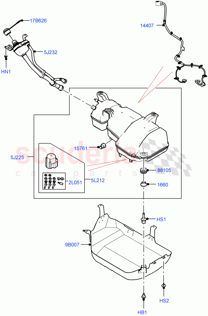 Exhaust Fluid Injection System(Tank And Filler)(2.0L AJ21D4 Diesel Mid,Itatiaia (Brazil),With Diesel Exh Fluid Emission Tank) of Land Rover Land Rover Range Rover Evoque (2019+) [2.0 Turbo Diesel AJ21D4]