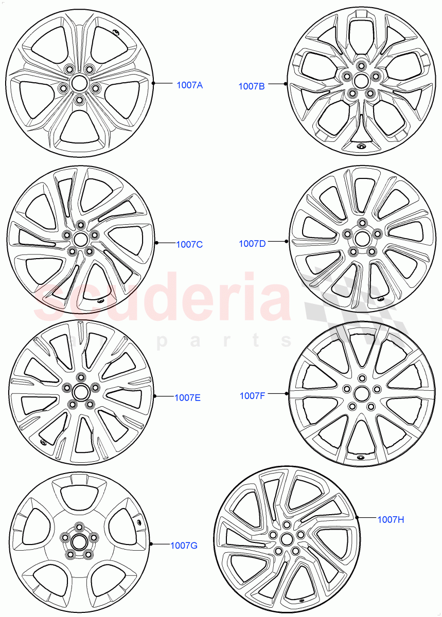 Spare Wheel(Halewood (UK),20" Full Size Spare Wheel,18" Full Size Spare Wheel,With Conventional Alloy Spare Wheel,With 17" Alloy Spare Wheel,19" Full Size Spare Wheel)((V)TOKH999999) of Land Rover Land Rover Discovery Sport (2015+) [2.2 Single Turbo Diesel]