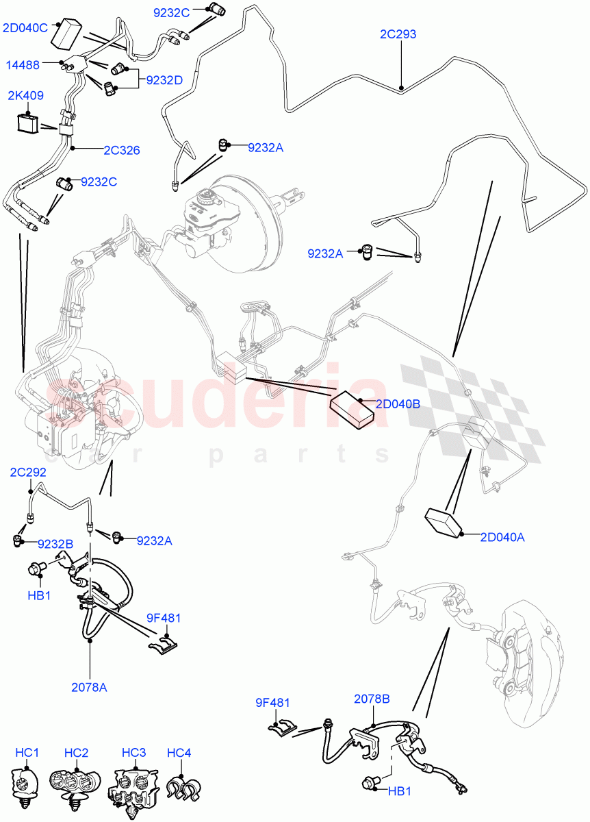 Front Brake Pipes (3.0L DOHC GDI SC V6 PETROL, RHD, 5.0L OHC SGDI SC V8 Petrol - AJ133, 5.0 Petrol AJ133 DOHC CDA, 2.0L 16V TIVCT T/C 240PS Petrol, 5.0L P AJ133 DOHC CDA S/C Enhanced, 2.0L I4 High DOHC AJ200 Petrol, 5.0L OHC SGDI NA V8 Petrol - AJ133) of Land Rover Land Rover Range Rover (2012-2021) [3.0 I6 Turbo Petrol AJ20P6]
