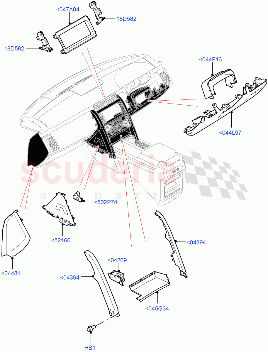 Instrument Panel(Solihull Plant Build, Lower, External Components)((V)FROMHA000001) of Land Rover Land Rover Discovery 5 (2017+) [2.0 Turbo Diesel]