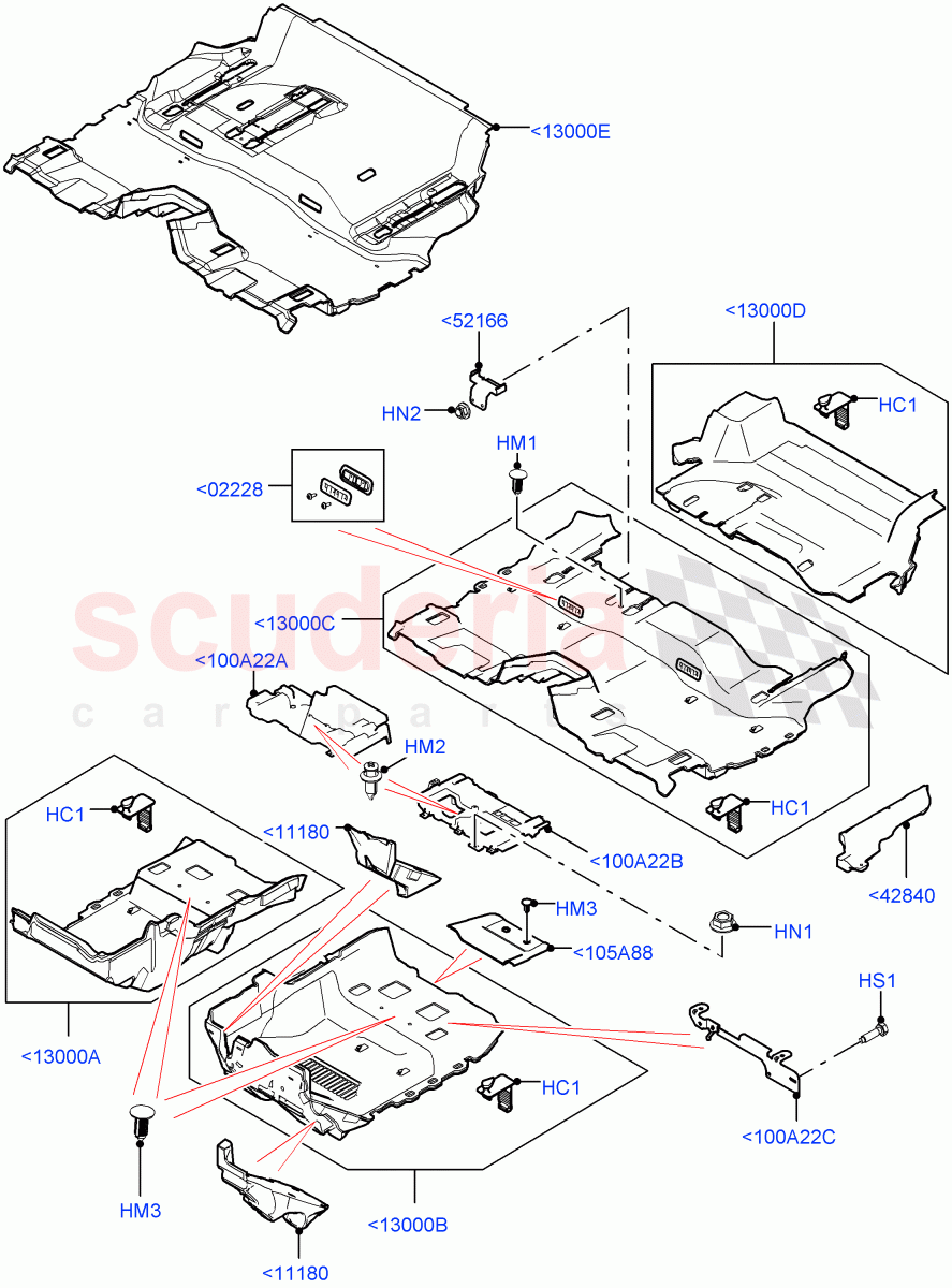 Floor Trim(Floor Carpets, Nitra Plant Build)((V)FROMK2000001) of Land Rover Land Rover Discovery 5 (2017+) [2.0 Turbo Diesel]