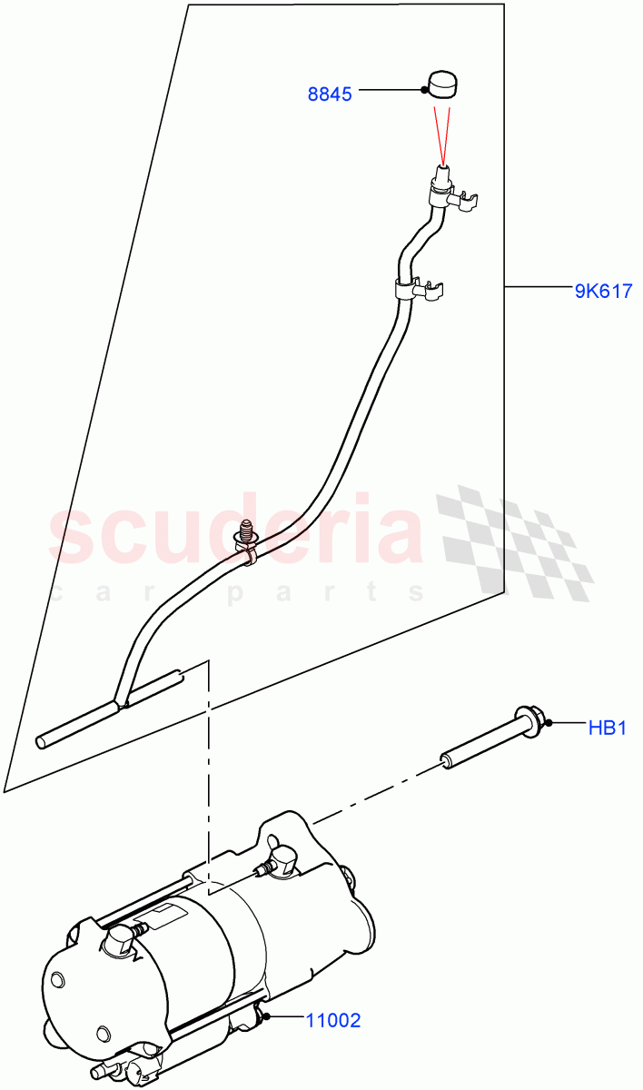 Starter Motor (Solihull Plant Build) (2.0L I4 DSL HIGH DOHC AJ200, 2.0L I4 DSL MID DOHC AJ200) ((V) FROMHA000001) of Land Rover Land Rover Range Rover Sport (2014+) [2.0 Turbo Diesel]