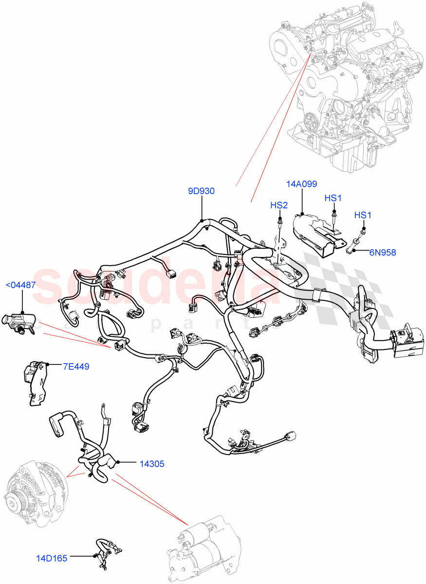 Electrical Wiring - Engine And Dash(3.0 V6 D Gen2 Mono Turbo)((V)FROMFA000001) of Land Rover Land Rover Range Rover Sport (2014+) [2.0 Turbo Diesel]