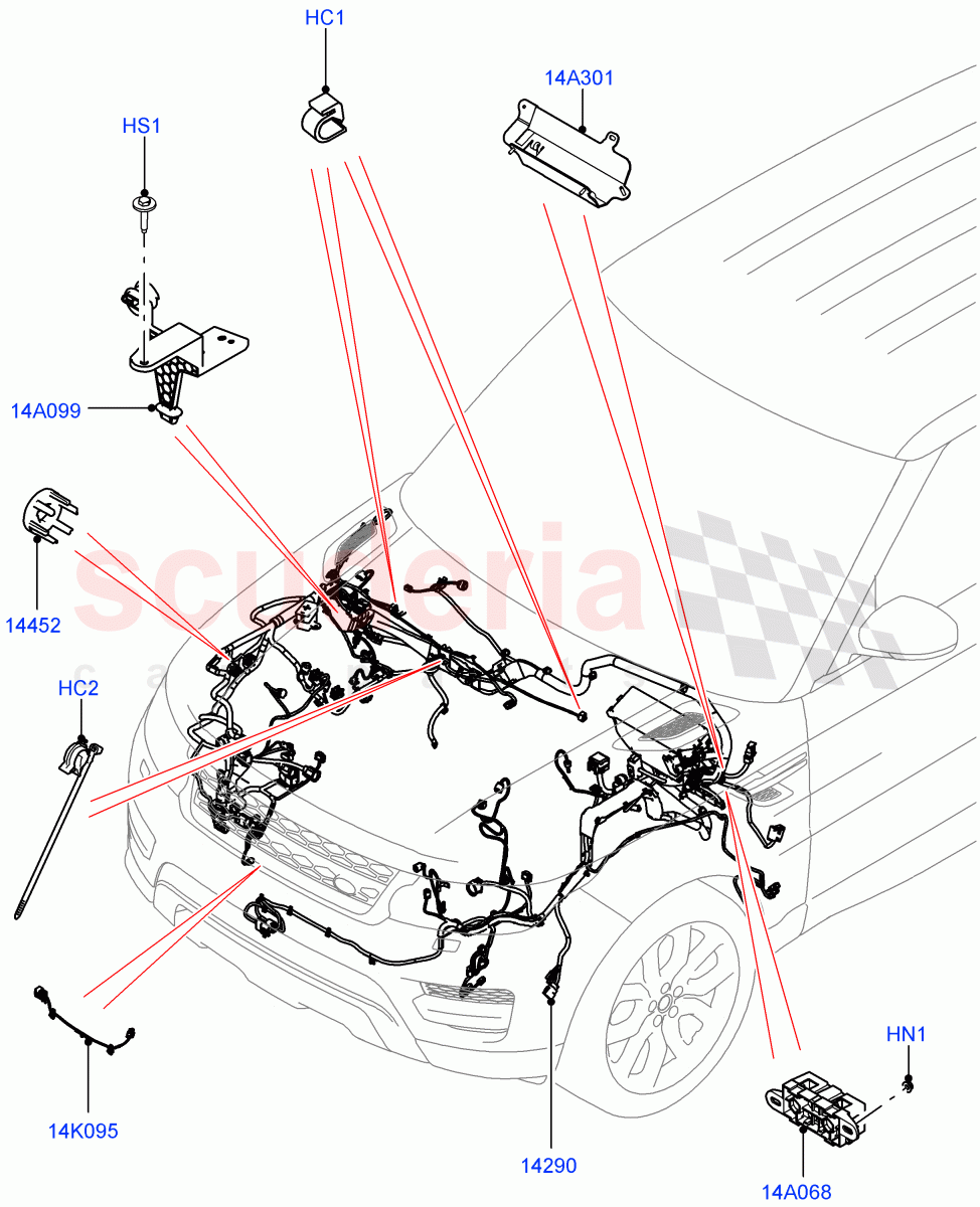 Electrical Wiring - Engine And Dash(Engine Compartment)((V)TOEA999999) of Land Rover Land Rover Range Rover Sport (2014+) [2.0 Turbo Diesel]