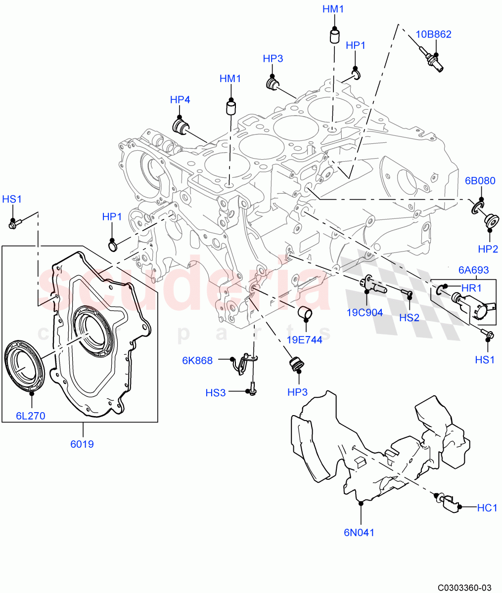Cylinder Block And Plugs (Nitra Plant Build) (2.0L I4 DSL HIGH DOHC AJ200) ((V) FROML2000001) of Land Rover Land Rover Defender (2020+) [2.0 Turbo Diesel]