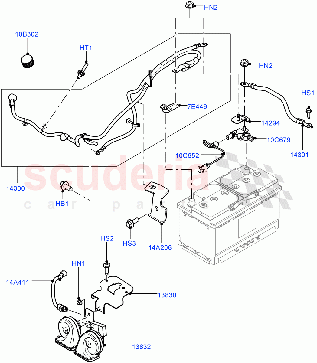 Battery Cables And Horn (Halewood (UK)) of Land Rover Land Rover Range Rover Evoque (2012-2018) [2.0 Turbo Petrol GTDI]