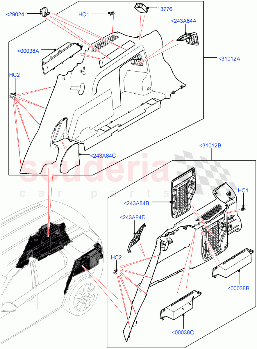 Side Trim(Luggage Compartment)(Changsu (China),With 60/40 Split - Folding Rr Seat,Less Chiller Unit)((V)FROMFG000001) of Land Rover Land Rover Discovery Sport (2015+) [2.2 Single Turbo Diesel]