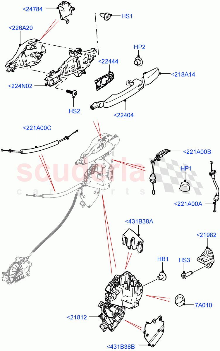 Front Door Lock Controls (Nitra Plant Build) ((V) FROMK2000001) of Land Rover Land Rover Discovery 5 (2017+) [2.0 Turbo Petrol AJ200P]