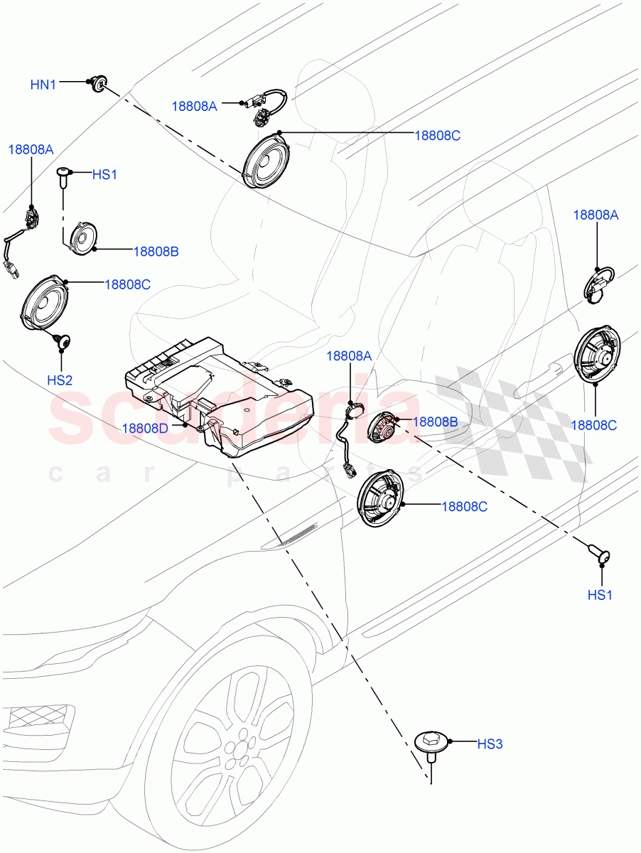 Speakers(Itatiaia (Brazil),Hi Line Audio System - 600 W)((V)FROMGT000001) of Land Rover Land Rover Range Rover Evoque (2012-2018) [2.0 Turbo Diesel]