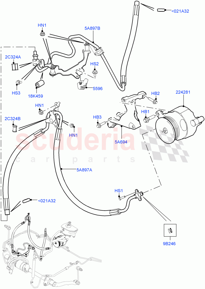 Active Anti-Roll Bar System (High Pressure Pipes, ARC Pump) (3.0 V6 Diesel, With ACE Suspension) ((V) TOHA999999) of Land Rover Land Rover Range Rover Sport (2014+) [2.0 Turbo Petrol GTDI]