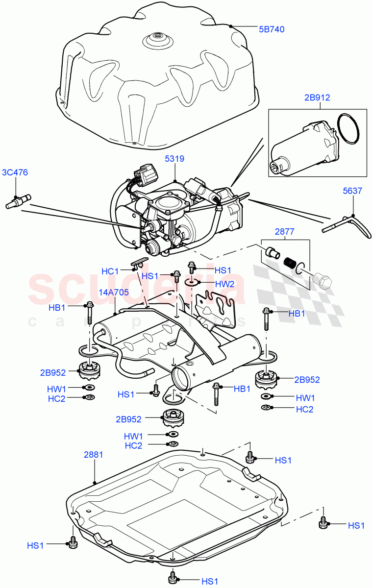Air Suspension Compressor And Lines ('Hitachi' Compressor, Compressor Assy) ((V) FROMAA000001, (V) TOBA356346) of Land Rover Land Rover Range Rover (2010-2012) [5.0 OHC SGDI NA V8 Petrol]
