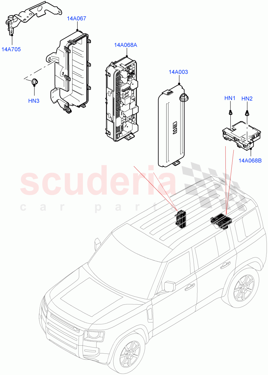 Fuses, Holders And Circuit Breakers (Rear) of Land Rover Land Rover Defender (2020+) [2.0 Turbo Petrol AJ200P]
